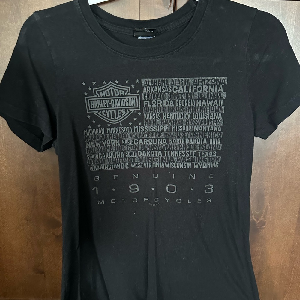 Women’s HARLEY DAVIDSON Tee T-Shirt Top Patriotic Small